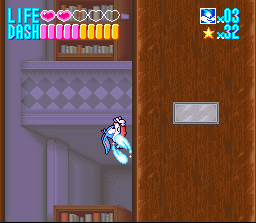 Tiny Toon Adventures: Buster Busts Loose! (SNES) screenshot: Buster can dash up walls