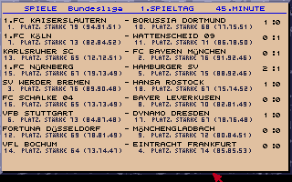 Bundesliga Manager Professional (Atari ST) screenshot: The results are in