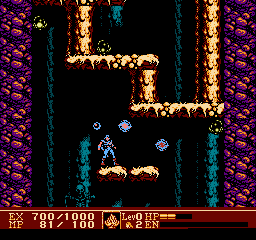 Kick Master (NES) screenshot: Using a bubble spell to destroy a shooting orb