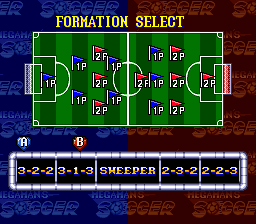 Mega Man Soccer (SNES) screenshot: Formation select