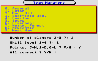 Brian Clough's Football Fortunes (Atari ST) screenshot: Starting a new game