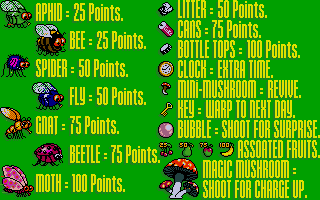 Bug Bash (Atari ST) screenshot: Legend