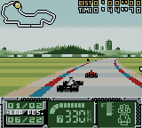 F1 World Grand Prix II for Game Boy Color (Game Boy Color) screenshot: Curve, close on a red car.