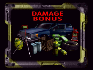 Maximum Force (Windows) screenshot: Demo: Helpful hint #4: Shoot these objects for extra damage to nearby baddies.