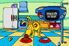 Rugrats: I Gotta Go Party (Game Boy Advance) screenshot: Give Spike food or water, when prompted.