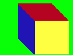 Color Cubes (TRS-80 CoCo) screenshot: A completed cube