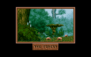 Entity (Amiga) screenshot: Third level leads her through the forest.