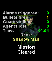 Tom Clancy's Splinter Cell (J2ME) screenshot: Mission results