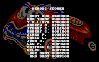 CarVup (Atari ST) screenshot: High score table