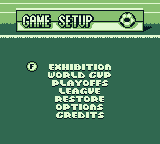 World Cup 98 (Game Boy) screenshot: Main menu