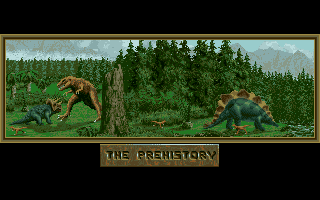 Entity (Amiga) screenshot: The first level introduces a strange world of Prehistory.