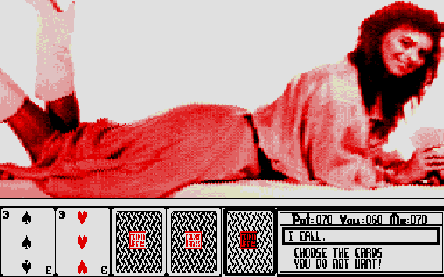 Hollywood Poker (Atari ST) screenshot: She called