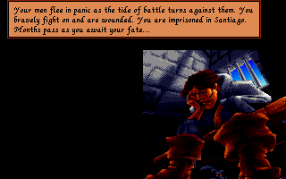 Pirates! Gold (Amiga CD32) screenshot: I've been captured and thrown into jail.