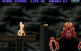 Entity (Amiga) screenshot: And she finally confronts the big BOSS.