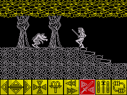 Barbarian (ZX Spectrum) screenshot: These half man half pig creatures are quite slow moving