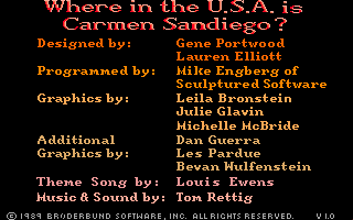 Where in the U.S.A. Is Carmen Sandiego? (Amiga) screenshot: Credits.