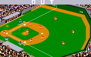 Championship Baseball (Amiga) screenshot: He's out!