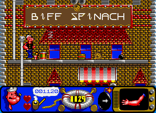 Popeye 2 (Amiga) screenshot: Level 2 - Spinach factory