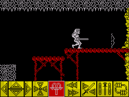 Barbarian (ZX Spectrum) screenshot: The bow comes in handy for long distance attacking
