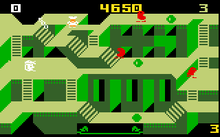 Diner (Intellivision) screenshot: Eliminate opponents by kicking food so it rolls over them.