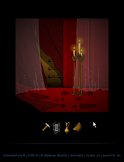 Submachine 9: The Temple (Browser) screenshot: The temple is huge (as said - the biggest game up to that point and less than 20 screens are outside the temple), but not monotonous - different levels have different colors.