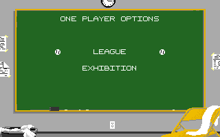 Championship Baseball (Amiga) screenshot: One player options screen.