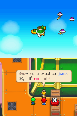 Mario & Luigi: Partners in Time (Nintendo DS) screenshot: Practice jump