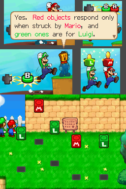 Mario & Luigi: Partners in Time (Nintendo DS) screenshot: Differently colored blocks