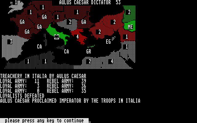 Annals of Rome (Atari ST) screenshot: Treachery in Italia by Aulus Caesar