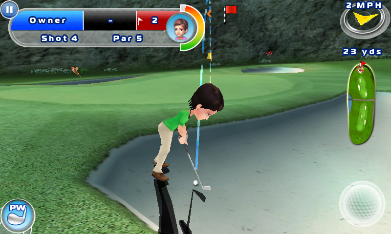 Let's Golf! 2 (Android) screenshot: Looks like she is about to fall over