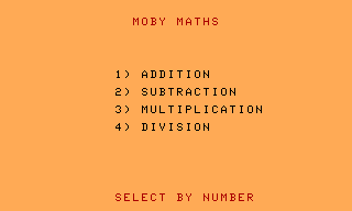 Moby Maths (TRS-80 CoCo) screenshot: Operator selection