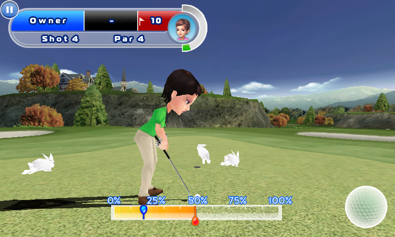 Let's Golf! 2 (Android) screenshot: These rabbits are not at all in the way