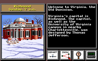 Where in the U.S.A. Is Carmen Sandiego? (Amiga) screenshot: In Virginia.