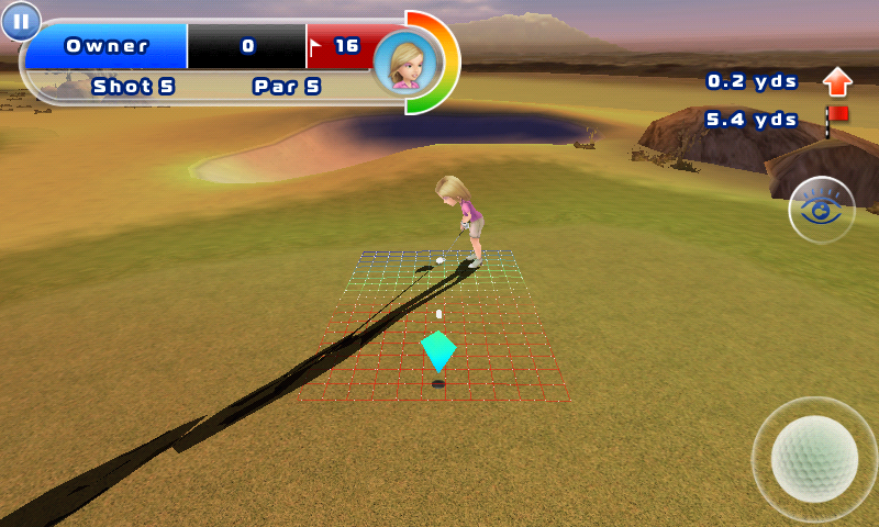 Let's Golf! 2 (Android) screenshot: Viewing a put from the opposite direction