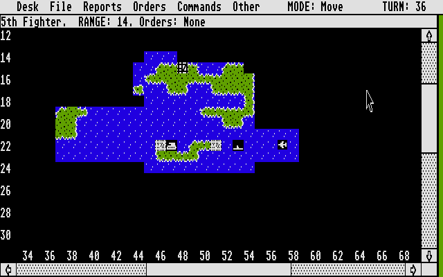 Empire: Wargame of the Century (Atari ST) screenshot: Three different units on the map at the same time
