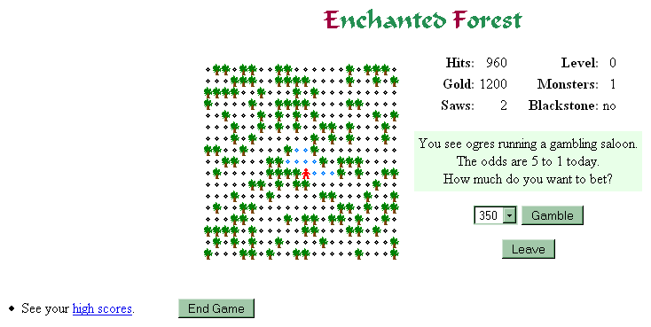 Enchanted Forest (Browser) screenshot: Do you have a license, you rascals?