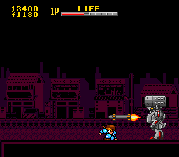 Kaizō Chōjin Shubibinman (TurboGrafx-16) screenshot: Boss-fight: Dodging a rocket