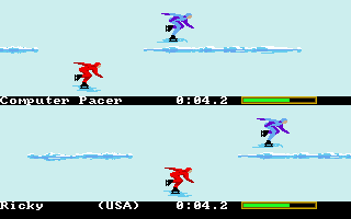 Winter Games (Amiga) screenshot: Speed Skating.