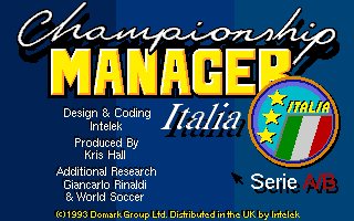 Championship Manager Italia (Amiga) screenshot: Title screen