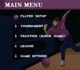 Brunswick World: Tournament of Champions (SNES) screenshot: Main menu