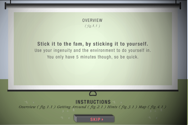 Five Minutes to Kill (Yourself) 2: Family Reunion (Browser) screenshot: The beginning of the instructions.