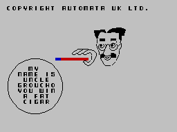 My Name is Uncle Groucho You Win a Fat Cigar (ZX Spectrum) screenshot: Loading screen