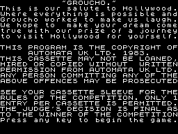 My Name is Uncle Groucho You Win a Fat Cigar (ZX Spectrum) screenshot: The premise