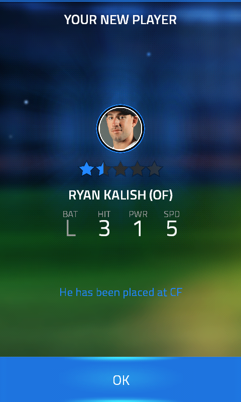 Tap Sports Baseball (Android) screenshot: Getting a new player from draft
