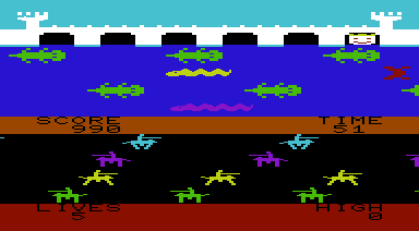 Princess and Frog (VIC-20) screenshot: Drowning in the river