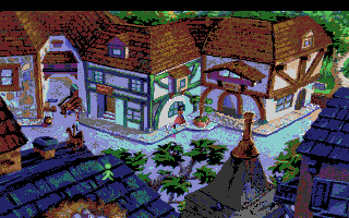 King's Quest V: Absence Makes the Heart Go Yonder! (Amiga) screenshot: In a village.