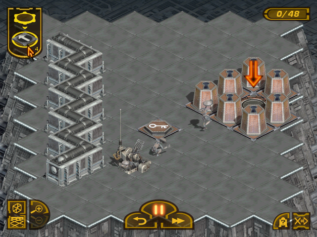 Star Wars: Pit Droids (Windows) screenshot: Later there are key with which you must collect in order to unlock those pillars.