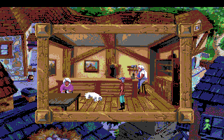 King's Quest V: Absence Makes the Heart Go Yonder! (Amiga) screenshot: In the shoe shop.