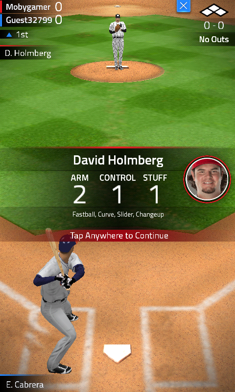 Tap Sports Baseball (Android) screenshot: Showing pitcher stats