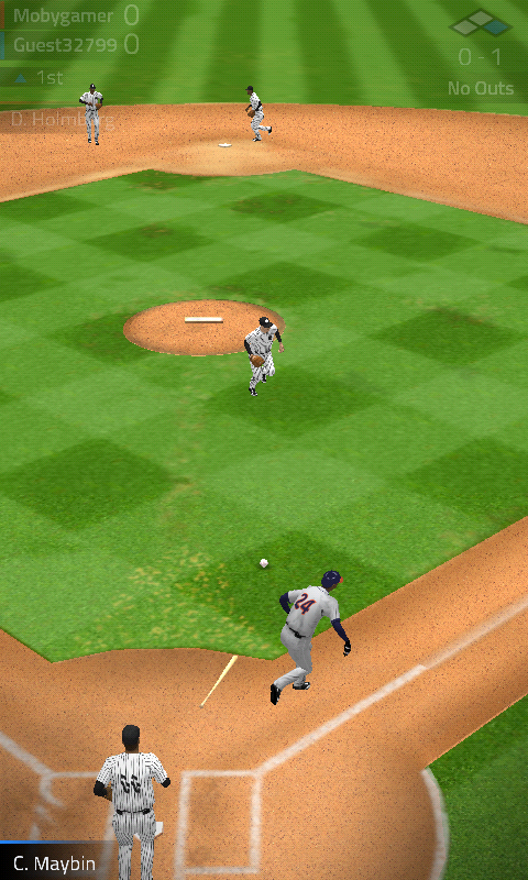 Tap Sports Baseball (Android) screenshot: Attempting a bunt